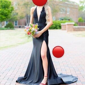 Jovani Elegant Black Halter Prom Dress